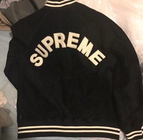 supreme suede varsity jacket